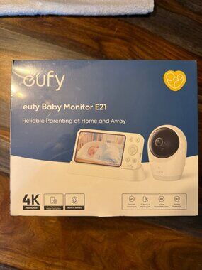 Eufy Security Baby Monitor E21 in white with a 4K UHD camera and a 5" display